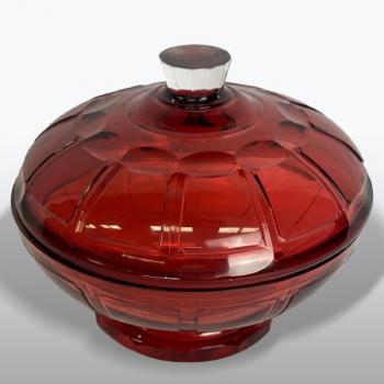Glasdose - klares Glas, Rubinglas - Friedrich Egermann (1777 - 1864) - 1980