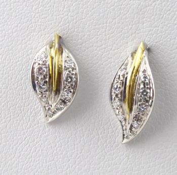 Goldene Ohrringe mit Diamanten - Gold - 1960
