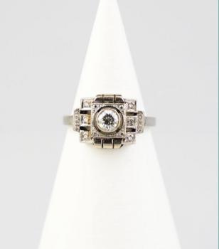 Weißgold Ring - Weißgold, Diamant - 1930