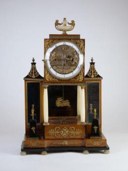 Uhr - Holz, Messing - zerweny in Pilsen - 1850