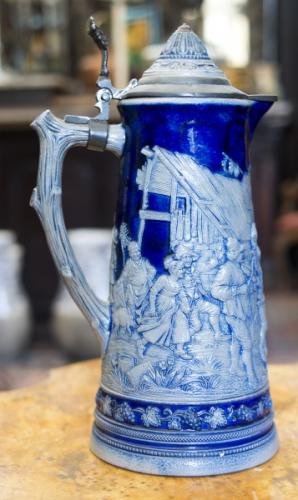 Bierkrug - Zinn, Keramik - 1900