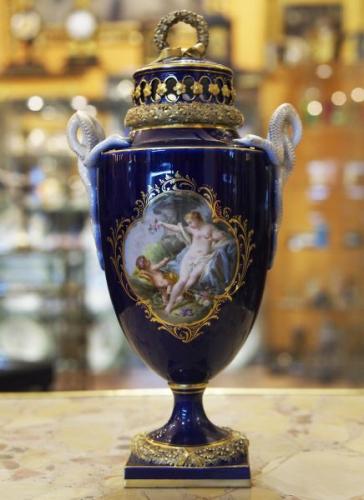 Porzellan Vase - weies Porzellan, Kobalt - 1880