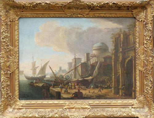 Hafen, Italien 1780, l auf Leinwand