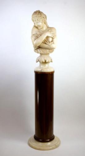 Büste Frau - Alabaster, Holz - 1880
