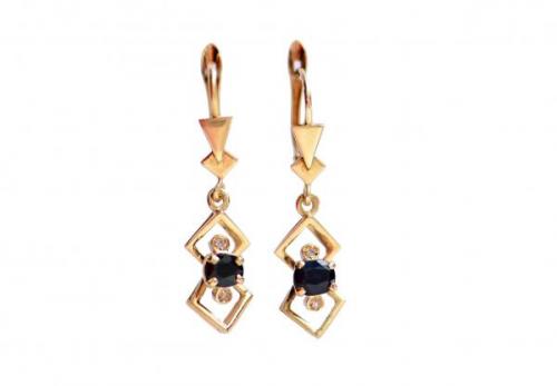 Goldene Ohrringe mit Brillanten - Gold, Diamant - 1930