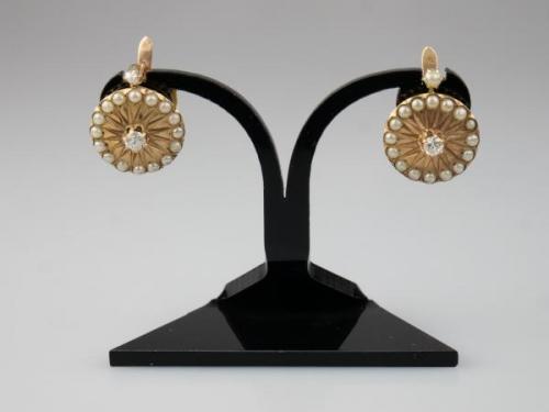 Goldene Ohrringe - Gold, Diamant - 1945