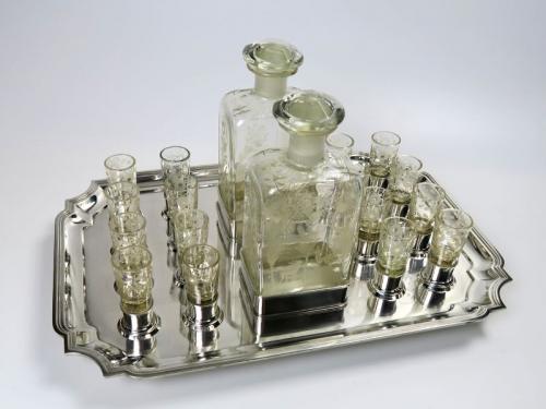 Silber Tischservice - klares Glas, Silber - 1920
