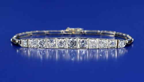 Au 585/1000/7,65 g, Diamanten im Brillantschliff 2,60 ct, Art Deco 1930